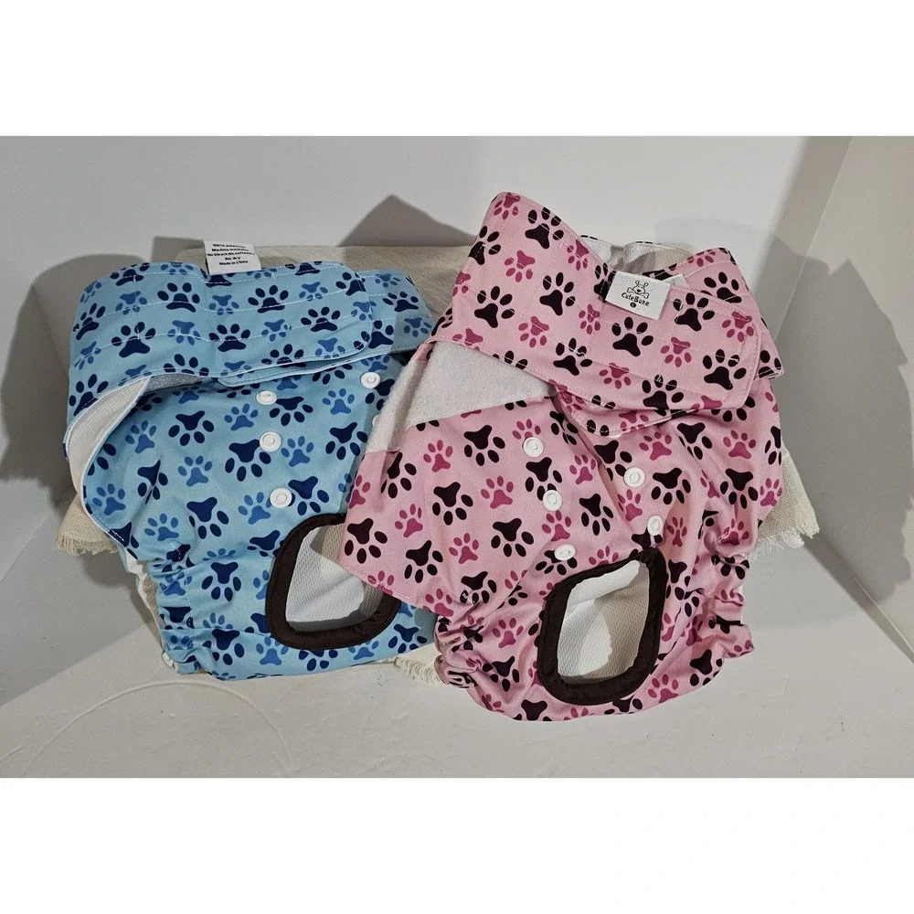 CuteBone 2 Female Dog Washable Diapers With Tail Hole Large